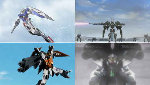 Gundam 00 - Exia, Dynames, Kyrios, Virtue